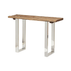 Rustic Glam Console Table With Reclaimed Wood And Iron Frame - Natural