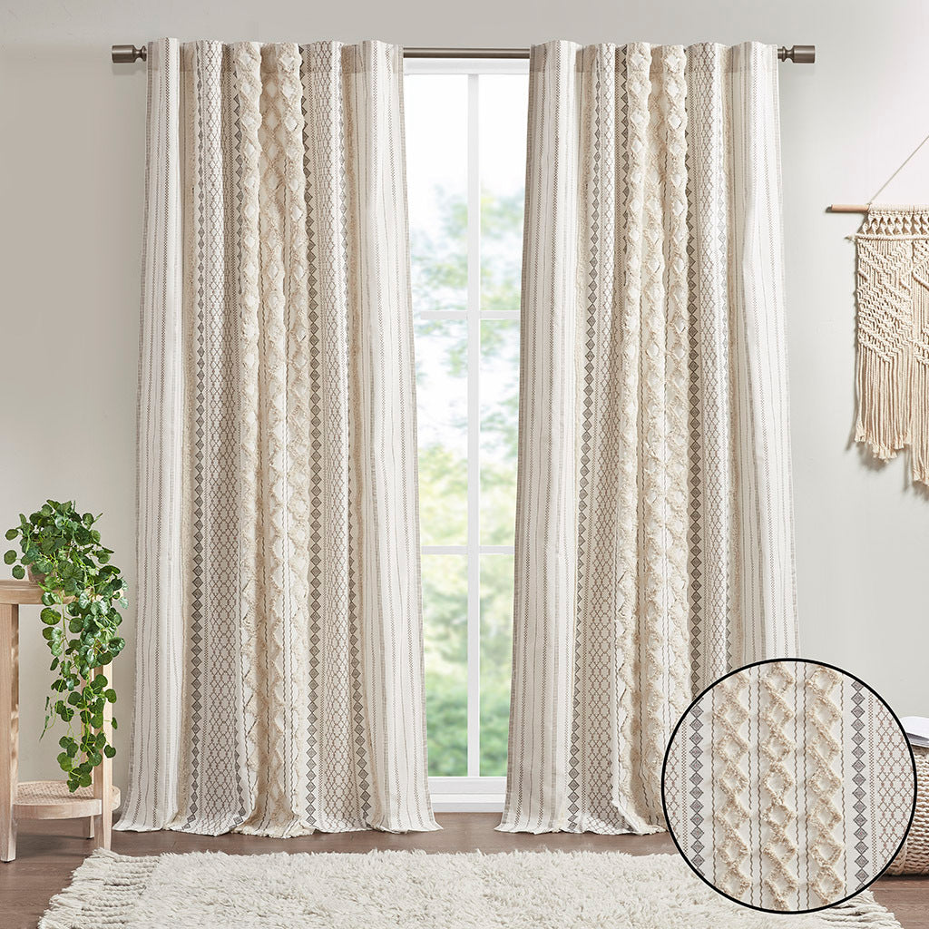 Cotton Chenille Stripe Curtain Panel 50x84