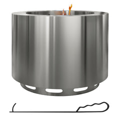 Smokeless Fire Pit 19' Portable Wood Burning Firepit with Poker