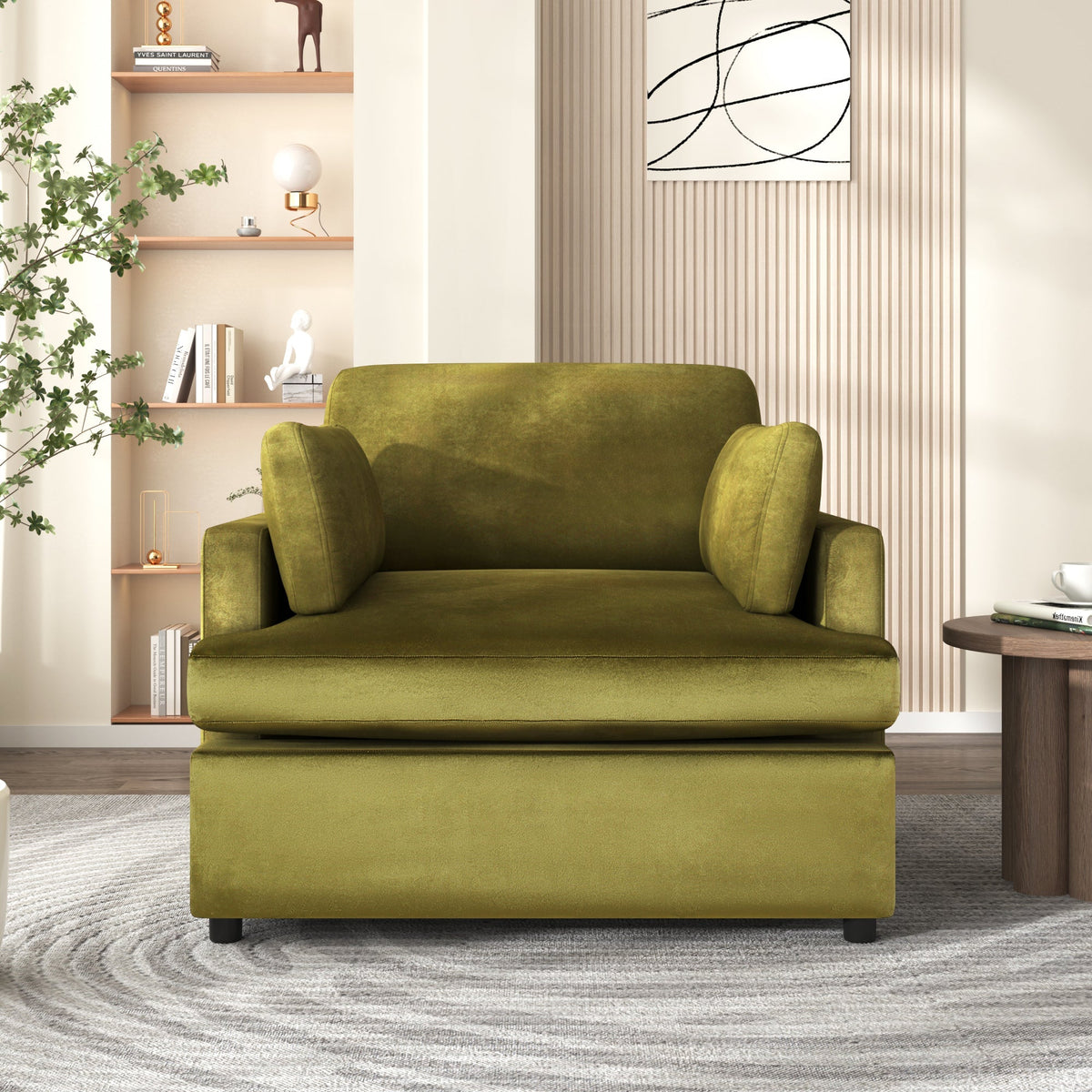 Mirod Oversized Velvet Accent Chair with Armrest Cushions