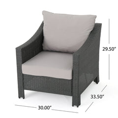 Outdoor Wicker Club Chairs Set of 2 with Water-Resistant Cushions