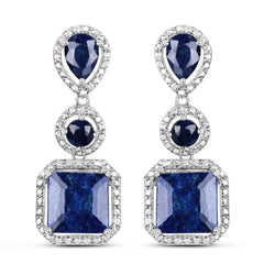 11.62 Carat Dyed Sapphire .925 Sterling Silver Earrings