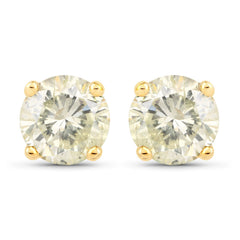 1.24 Carat Genuine LB Diamond 14K Yellow Gold Earrings