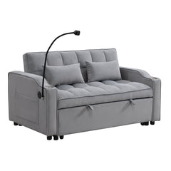 Modern Velvet Loveseat Futon Sofa Couch with Pullout Bed