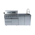 Castelle Flame Granite Outdoor BBQ Kitchen Island With 43-Inch 6-Burner Gas Grill, Rotisserie Kit, Cabinets, And Sink (SAK73518)