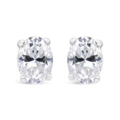 14K White Gold 1.00 Cttw Lab Grown Oval Solitaire Diamond Stud Earrings (F-G Color, VS2-SI1 Clarity)
