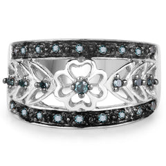 0.31 Carat Genuine Blue Diamond .925 Sterling Silver Ring