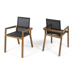 7 Pieces Acacia Wood Outdoor Dining Set with 6 Chairs