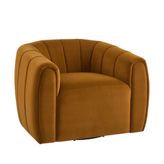 Modern Swivel Club Chair with Premium Velvet Tub Design in Dark Yellow