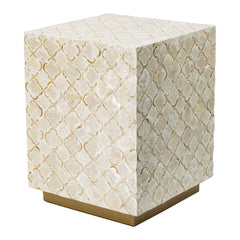 14x14x18' Square Capiz Stool, Cream
