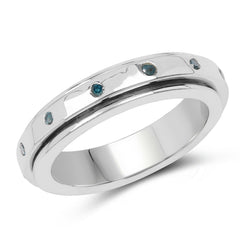 0.14 Carat Genuine Blue Diamond .925 Sterling Silver Ring