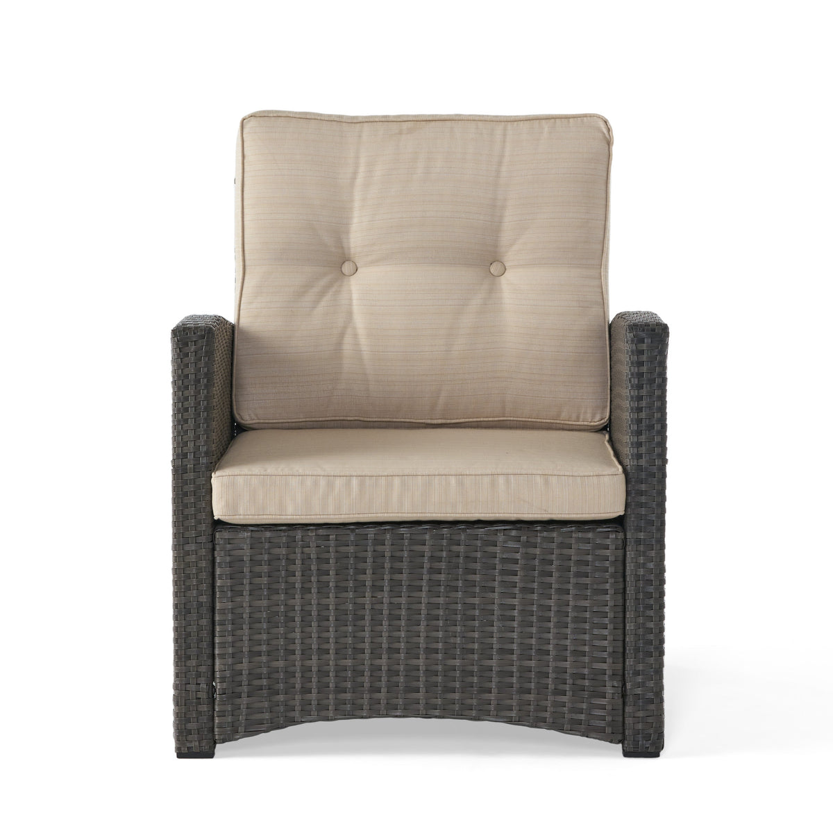 ST MARTA Single Sofa Outdoor Relaxation Seat Grey PE Rattan Waterproof Fabric