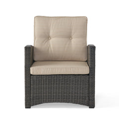 ST MARTA Single Sofa Outdoor Relaxation Seat Grey PE Rattan Waterproof Fabric