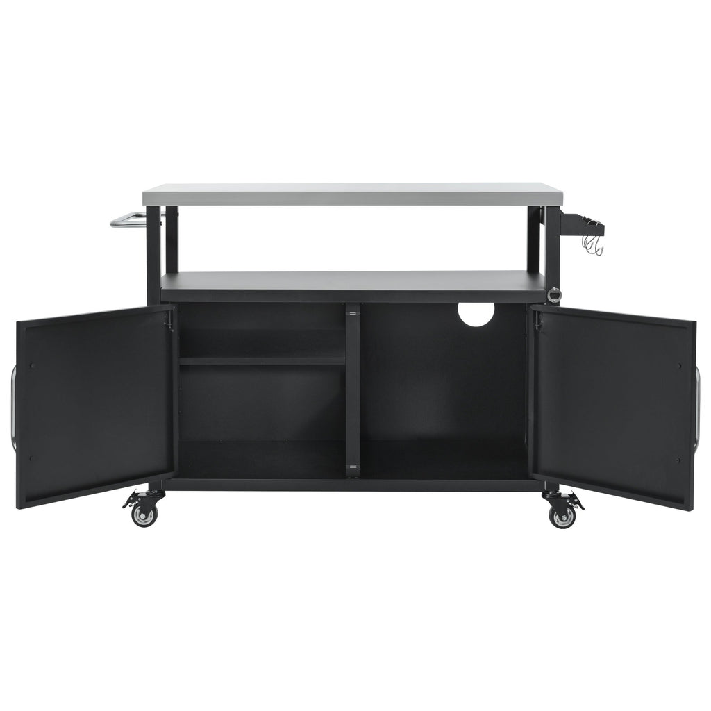 K&K 54.5" Outdoor Kitchen Island with Stainless Steel Tabletop
