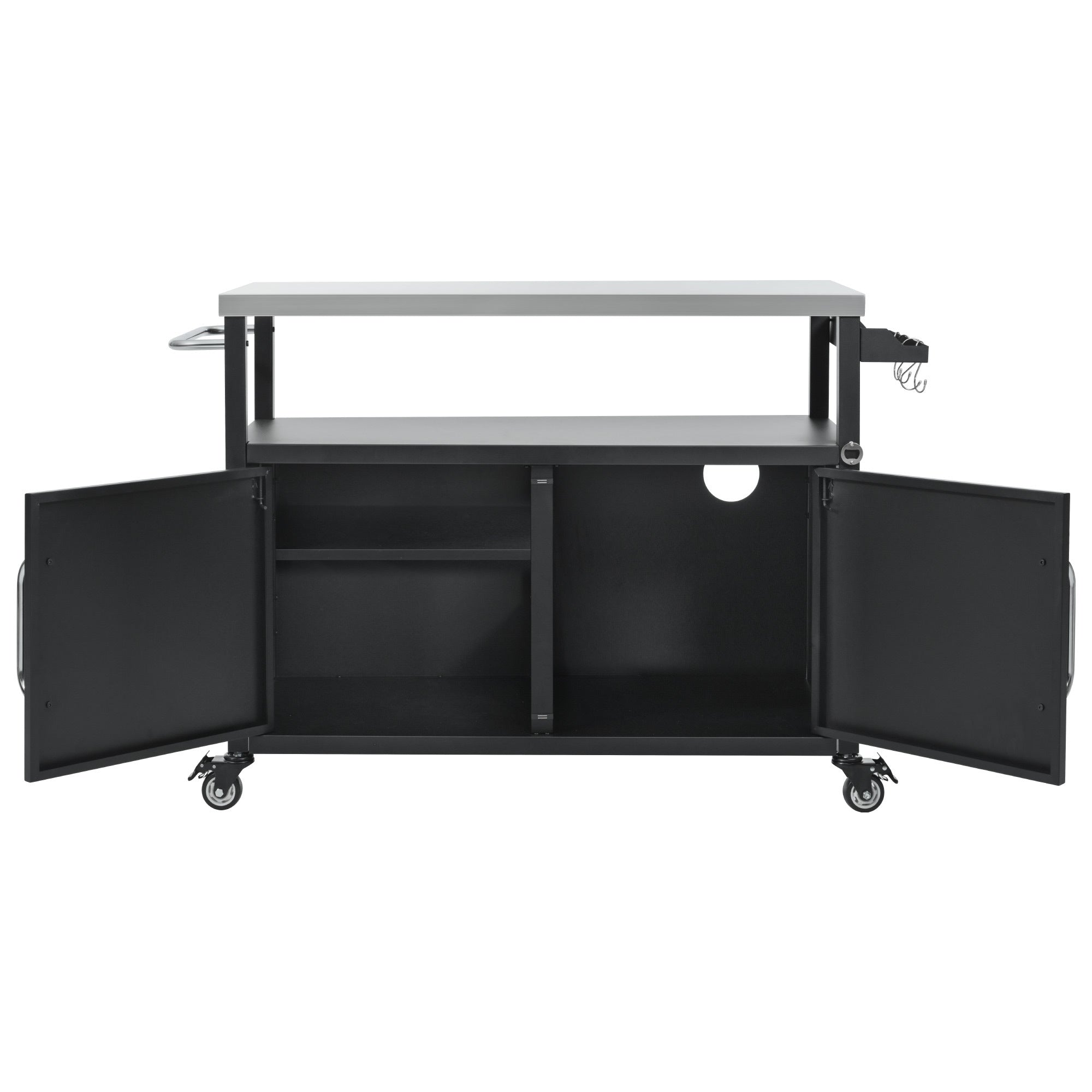 K&K 54.5" Outdoor Kitchen Island with Stainless Steel Tabletop