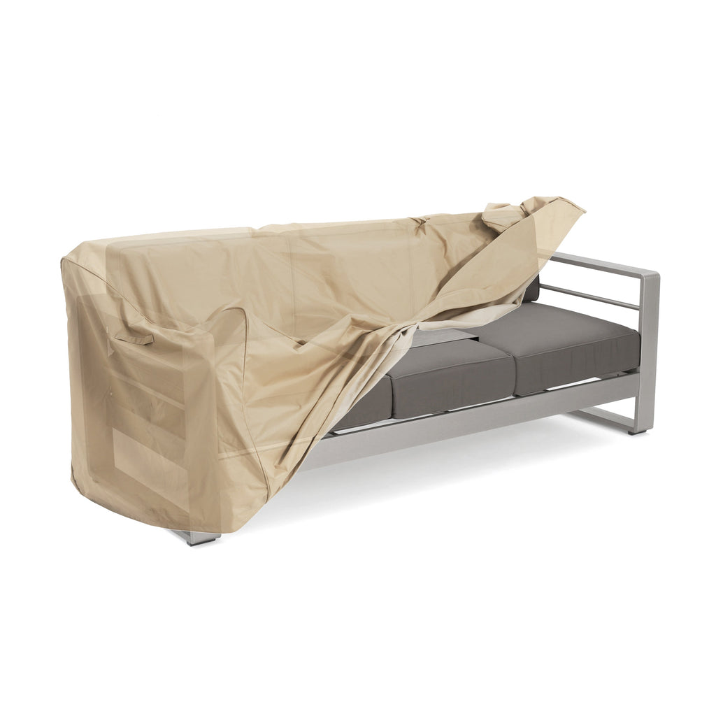 Patio Outdoor 3 Seater Sofa Cover Beige Fabric Weather-Resistant