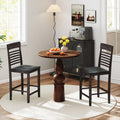 Dining Chair Set of 2 with Footrests and Solid Wood Frame-Gray