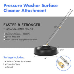 16" Pressure Washer with 2 Nozzles & Quick-Connect Wands