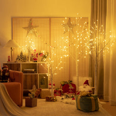 Pre-lit White Twig Birch Tree for Christmas Holiday with LED Lights