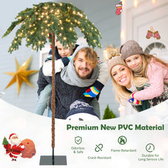 6 Feet Pre-Lit Xmas Palm Artificial Tree with 250 Warm-White LED Lights