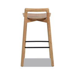 Counter Stool with Low Back and Black Iron Footrest
