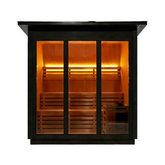 Custom 6-Person Luxury Canadian Red Cedar Outdoor Steam Sauna With Heater And Stones [Made-To-Order] (SAK78615)
