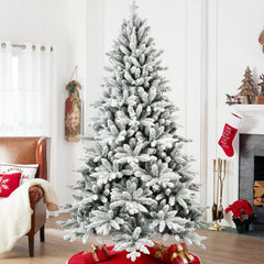7ft Flocked Christmas Tree with 1514 Tips Realistic Snowy Hinged Tree
