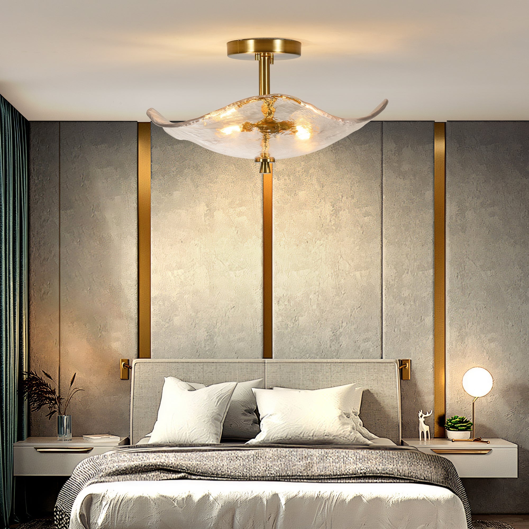 Glass Semi Flush Mount Ceiling Light