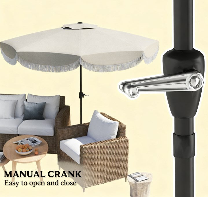 Vented Patio Table Umbrella, Outdoor Umbrella with Crank, 8 Ribs, Push Button Tilt