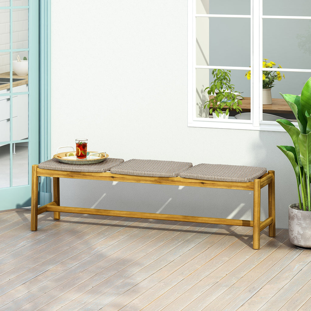 Acacia Wood 3 Seater Bench Outdoor Patio