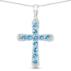 3.85 Carat Genuine Blue Topaz .925 Sterling Silver Pendant