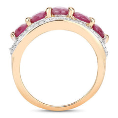 1.74 Carat Genuine Ruby and White Diamond .925 Sterling Silver Ring