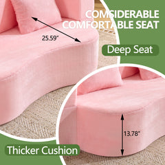 71-Inch Folding Sofa Bed in Pink Chenille with High-Density Foam