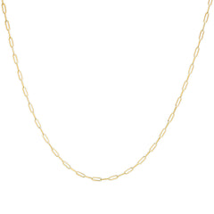 Solid 14K Yellow Gold 2.5mm Paperclip Chain Necklace Unisex 18" Inches