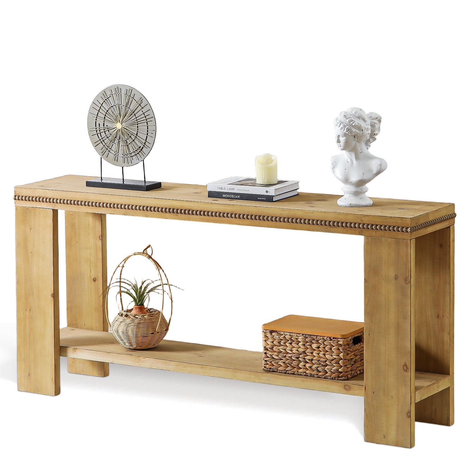 boho console table with storage