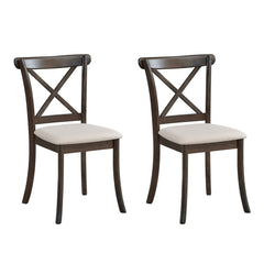 Wooden X Back Dining Chairs Set of 2 - Brown