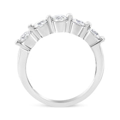 14K White Gold 1.00 Cttw Brilliant Round Cut Diamond 5-Stone Band Ring (H-I Color, SI2-I1 Clarity) - Ring Size 7