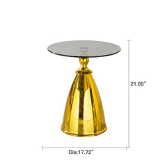 Modern Living Room Coffee Table with Grey Tempered Glass and Gold Carbon Steel