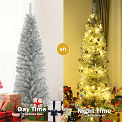 6 Feet Tinsel Tree Unlit Slim Pencil Christmas Tree