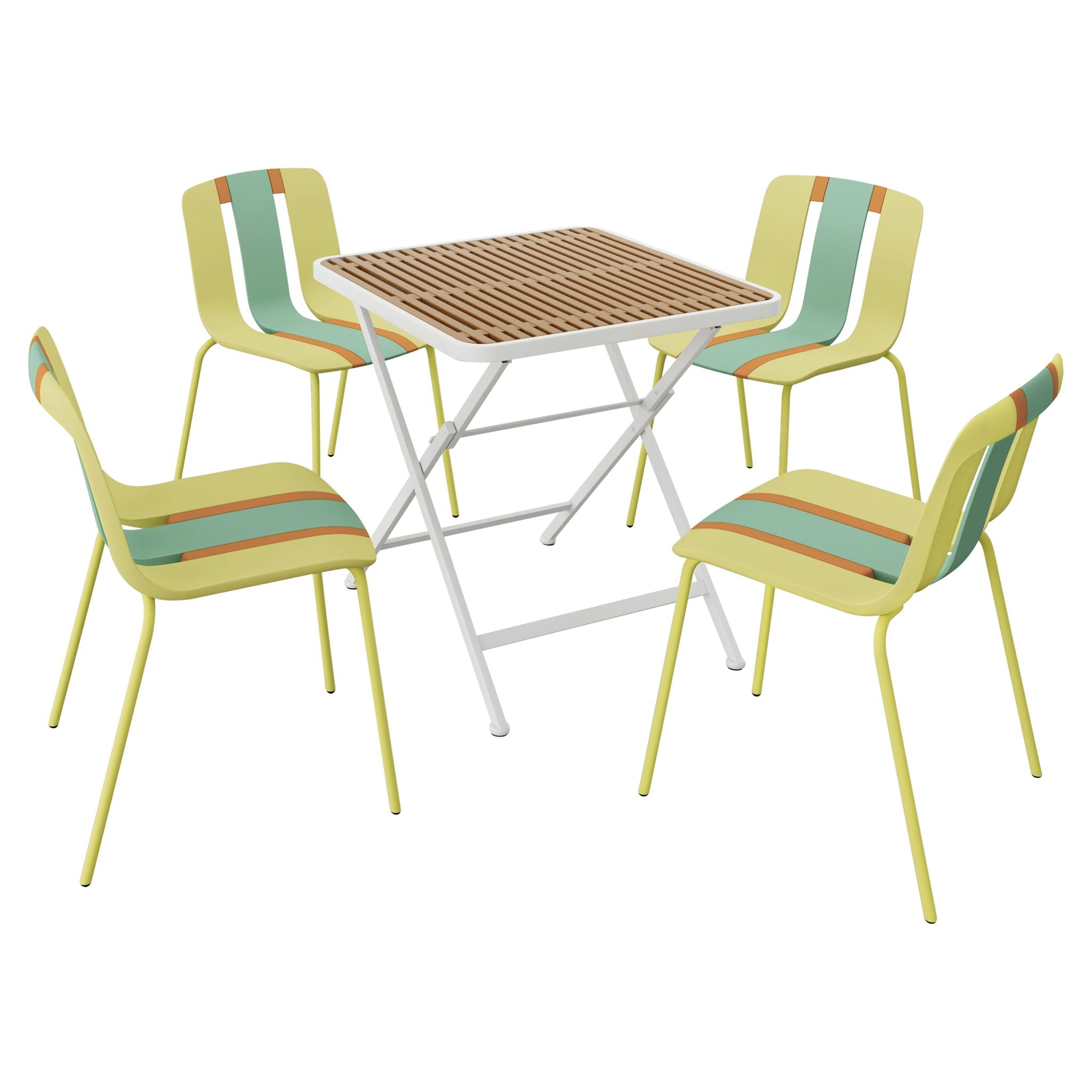 modern striped chair set with folding table