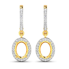 0.32 Carat Genuine White Diamond 14K Yellow Gold Semi Mount Earrings - holds 8x6mm Oval Gemstones