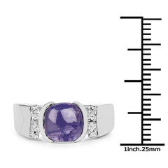 2.80 Carat Genuine Tanzanite .925 Sterling Silver Ring