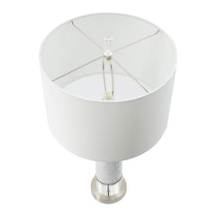 Sculpted Marble & Crystal Cylinder Table Lamp