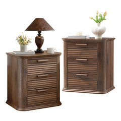 22" Wide Fluted Nightstand with Charging Station