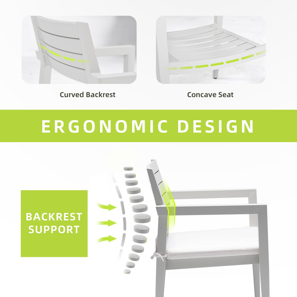 Outdoor Patio Aluminum Stationary Dining Chairs 4PCs with Outdoor-Grade Sunbrella Fabric Cushions