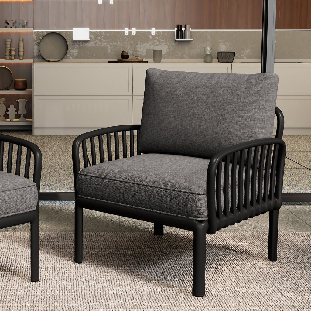 Outdoor Patio Club Chair with Waterproof Thick Cushion