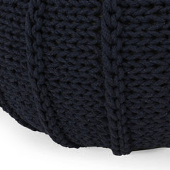 Bordeaux Knitted Cotton Round Pouf Ottoman and Floor Cushion