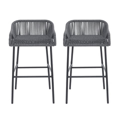 La Push Outdoor Patio Dark Gray Rope Barstool (Set of 2)