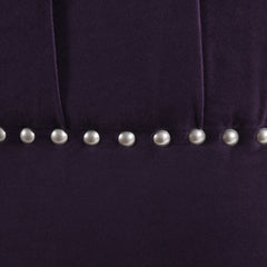 Dawn Tufted Round Ottoman in Purple Velvet with Nailhead Accents