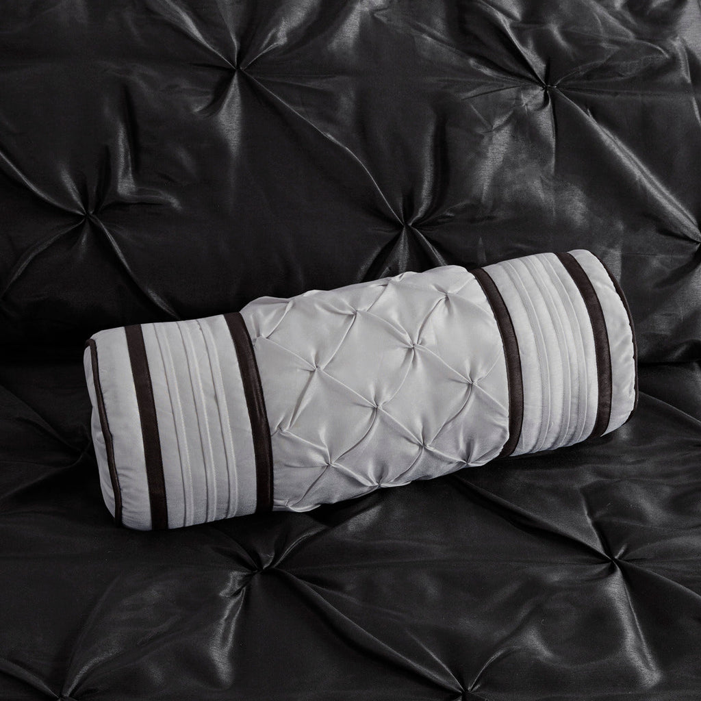 7 Piece Tufted Comforter Set Black King